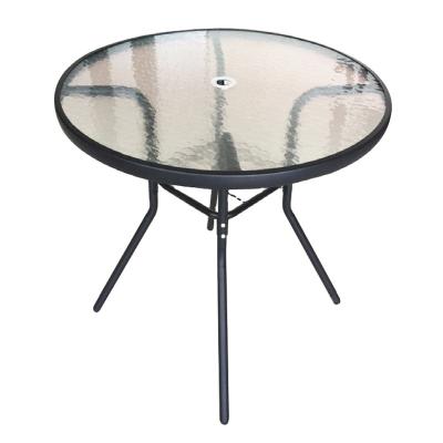 China Portable High Quality Cafe Leisure Tempered Glass Round Outdoor Coffee Table for sale