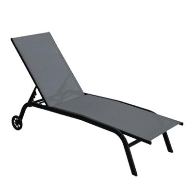 China Modern Minimalist Beach Furniture Steel Outdoor Furniture Sling Reclining Sun Sofa With Wheels for sale