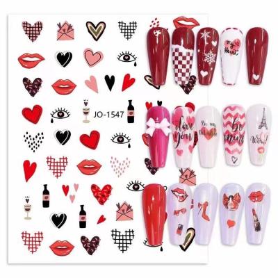 China 2D factory wholesale new arrival Valenteen's day fashion nail sticker decals JO1547-1558 for nail decoration for sale