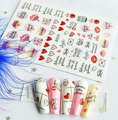 China Nail Sticker Decals 2022 New Design Valentines Day Good Nail Art Stickers D32 2d Sticker Decals for sale