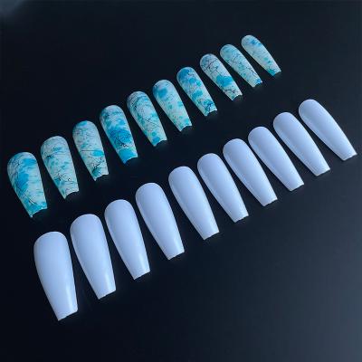 China Full Cover French High Quality Luxury Coffin 24 Pcs Long / Set Fake Nail Tips Press On Nails Supplies for sale