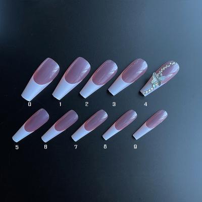 China French Professional Design Full Cover Coffin 24 Pcs Long ABS Set Fake Nail Tips Press On Nails for sale