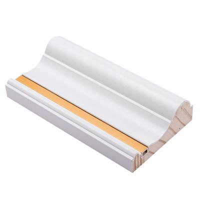 China Natural Decorative Materials Pine Wood White Primed Decorative Moldings For Cabinet Interior Ceiling Door Frame Furniture Decoration Wooden Molding for sale