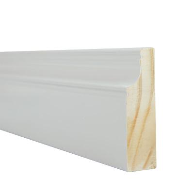 China Safe White Primed Skirting Baseboard And Green Product Shrink Wrapped On Pallet Skirting Molding for sale