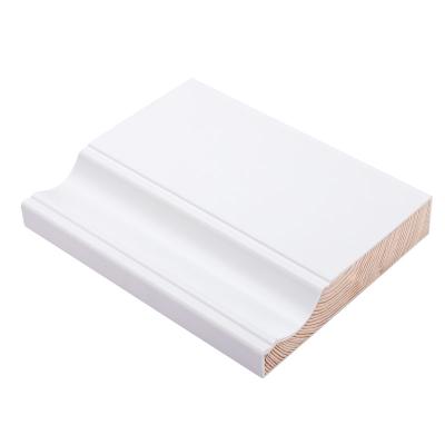 China Wholesale China Solidpine Skirting Board High Quality Construction Decorative White Color PU Film Floor Baseboard Green Material for sale