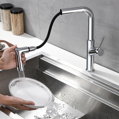 China China Supplier New Wholesale Designer Electric Faucets Single Handle Pull Out Brass Kitchen Sink Water Faucet for sale