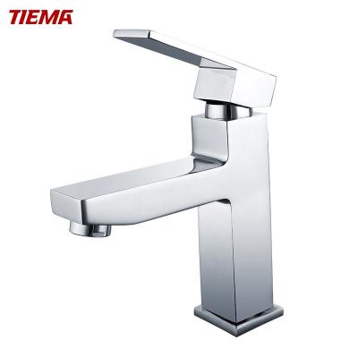 China Modern Metered Basin Style Chrome Bathroom Sink Basin Faucets TIEMA Brass Faucet New Design for sale