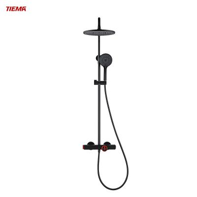 China With TIEMA Smart Slide Bar Water Saving Luxury Thermostatic Faucet Bath Room Set Mixer Shower Brass Faucet Black for sale