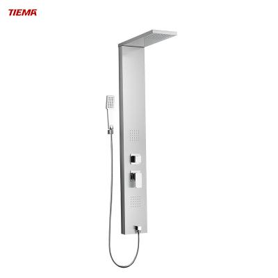 China With TEIMA Slide Bar Massage Rainfall Steam Shower Column Panel Led Rainfall Shower Head 304 Stainless Steel Bathroom Shower Set for sale