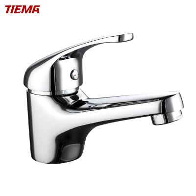 China Metered Faucets Tiema Sanitary Ware Deck Mounted Cold Water Faucet Bathroom Unique Design Wash Chrome Basin Faucet for sale