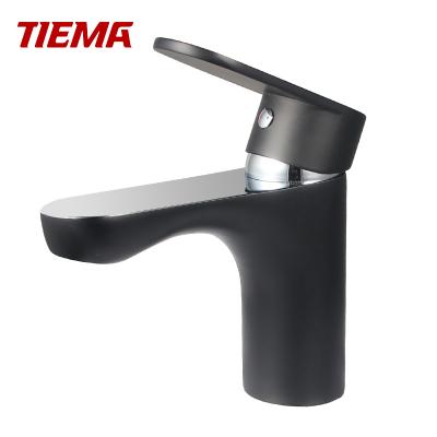 China Half Metered Faucets Painting Black Bathroom Mixer Basin Shape Chrome Half Brass Water Basin Faucets for sale