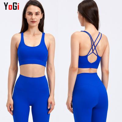 China Breathable High Quality Fabric Fitness Hot Products Bra Back Cross Exquisite Customizable Style Yoga Bra for sale