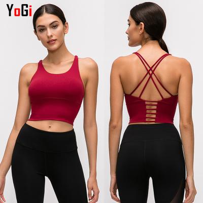 China Breathable Yoga Balenopter Women Sports Bra Thin Strappy Yoga Bra Set for sale