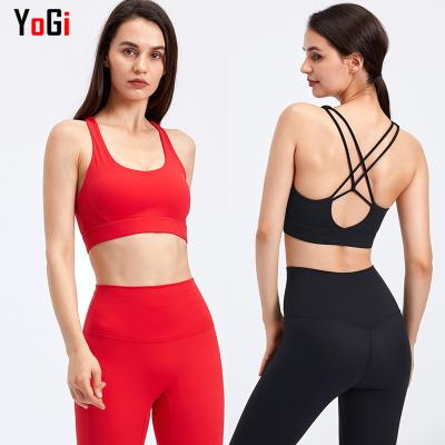 China Custom Logo Summer Strappy Gym Yoga Quick Dry Breathable Bra For Women for sale