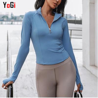 China New Breathable Winter Autumn Half Zipper Custom Fitted Slim Fit Cropped Yoga Coat Fitness Women Autumn Winter Running Sporty Sports Jackets for sale