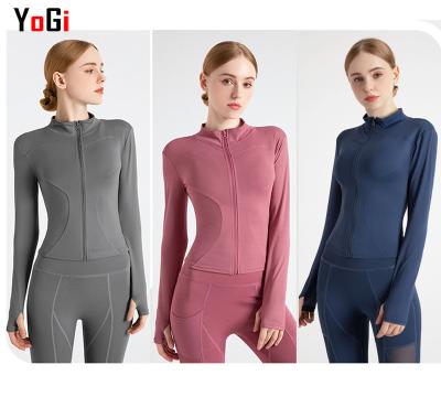 China Various Features Autumn Winter Breathable Zipper Culture Long Sleeve Women Sports Suit Fitness Wear Jackets And Yoga Seamless Coats for sale