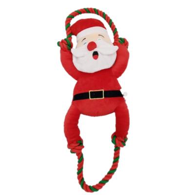 China High Quality Santa Claus Lifetime Goods Sports Interaction Training Cotton Rope Chew Toy Dog Teeth Cleaning Squeaky for sale