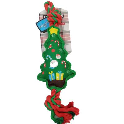 China Factory Stocked Supply Sale Christmas Tree With Cotton Rope Dog Toys Squeaky Toys With Material High Quality Plush Dog Bite Toys for sale