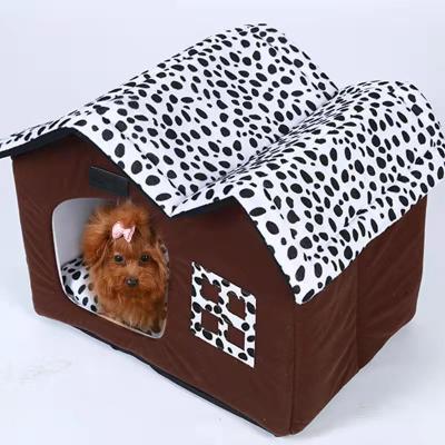 China Amazon Dog Kennel Cat Den Spot Double-Top Room Removable Pet Villa Cat Cushion Dog Bed Pet Breathable Hot Selling Supplies New for sale