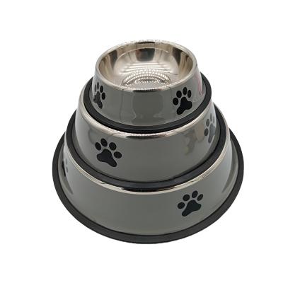 China Amazon Automatic Hot Selling Pet Painted Stainless Steel Dog Food Bowl Universal Sustainable Use Cat Dog Bowl Supplies Cartoon Color Printing for sale