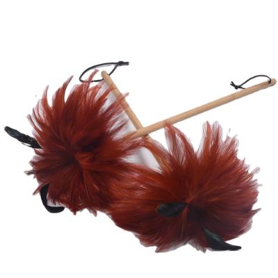 China New Design Real Chicken Feather Home Cleaning Duster With Bamboo Handle for sale