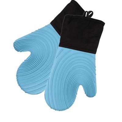 China Large Size Kitchen Printed Heat Resistance Silicone Oven Mitts for sale