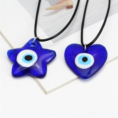 China Sjzmm Turkey Blue Eye Love Heart Star Pentagon Pendant Necklace CLASSIC Hot Selling Matching Necklace Eyes For Couples for sale