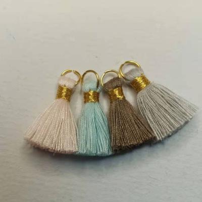 China Sjzmm 2022new Products Mini Tassel 3cm Golden Ring Mobile Phone Cotton Tassel For Earring Decoration Head Chain Tassel for sale