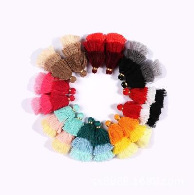 China Sjzmm Cell Phone Customized Dangling Earrings Bohemian Personality Fringe Cotton Scarf Tassels 3Layers Earrings for sale