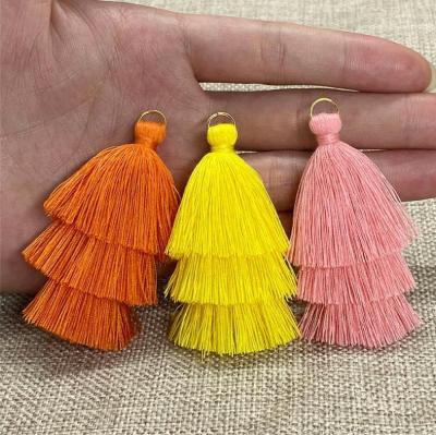 China Sjzmm Modern High Quality Three-Layer Tassels Hanging 6.5cm Cotton Tassel Box Package Accessories Tassel Pendant for sale