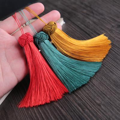 China Fashiontable Sjzmm High Quality Chinese Knot 10cm Silk Tassels Fringe 1000colors For Jewelry Earrings 100% Rayon Silk Tassels for sale