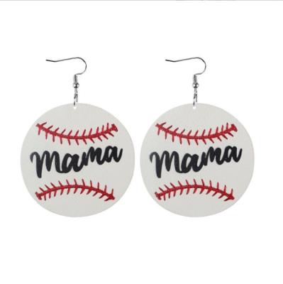 China 2022 Sjzmm Leather Drop Earrings Factory Direct Sales FASHIONABLE Volleyball Baseball Basketball Soccer Ball Sports Leather Print for sale