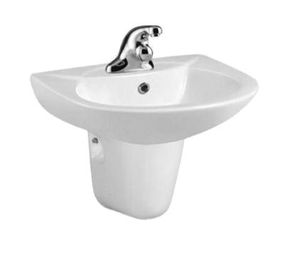 China Modern Single Wall Hung Ceramic Half Pedestal Bathroom Basin Sink For Apartment Project for sale