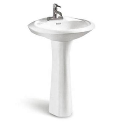 China Chaozhou Modern Design Factory Production Oval Single Pedestal Sink Wash Basin To Wall With Back for sale