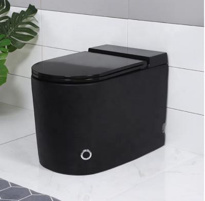 China Modern Black Ceramic Battery Cistern Bathroom Cyclone Cloured Concealed Flushing Public One Piece Toilet Bowl for sale