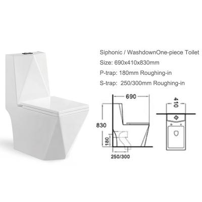 China Hidden Cistern Diamond Design China Sanitary Ware Washdown Toilet WC For Middle East Market for sale