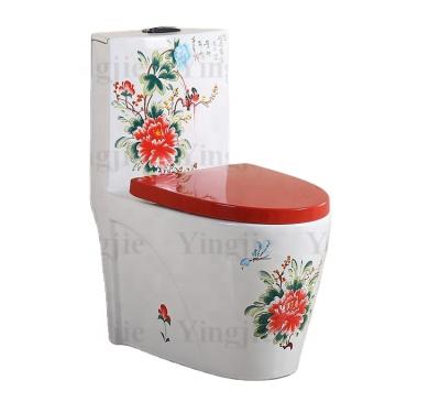 China Concealed Sanitary Ware Bathroom One Piece Cistern Colored Color Inodoros Gray Siphonic Ceramic Toilet Bowl for sale