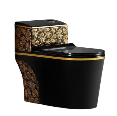 China Design Concealed Toilet Bowl Toilet Bowl Black Gold Color Toilet Bowl One-Piece Toilet Bowl for sale