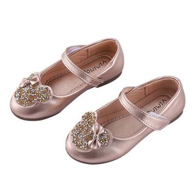 China New Design Flat Bow Crystal Flat Children Girls Shoes Mary Jane Performance Birthday Dress Shoes Kids for sale