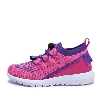 China OEM Jinjiang child sport shoe factory custom buckle elastic moq hot sale bottom flat slip on knitting fabric mesh kids sports shoes for sale