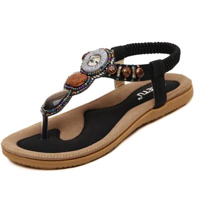 China NL7001 Breathable Bohemia Beaded Lady Flip Flops Woman Sandal Flat Shoes for sale