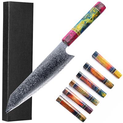 China Sustainable OEM Damascus VG10 Kitchen Knife 67 Layers Carbon Steel Chef Knife With Stable Wooden Handle for sale