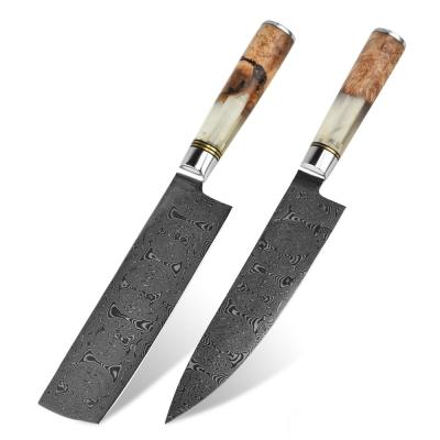 China New Arrival 8inch Damascus Vg10 Carbon Steel Kitchen Chef Knife Set In Viable Gift Box for sale