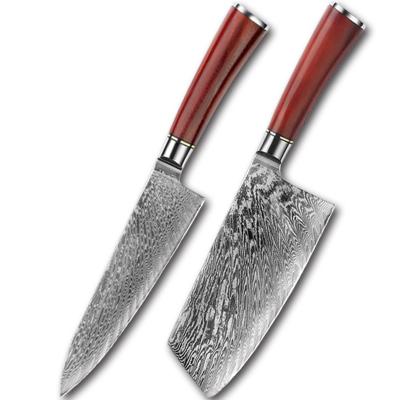 China Viable 2pcs VG10 Damascus Japanese Steel Knife Set Kitchen Knife Set for sale