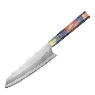 China Durable 8 Inch USA 7 Layers 440C Wooden Handle Chefs Cooking Kitchen Knife With Unique Pattern Blade for sale