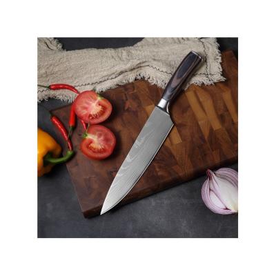 China Viable 8 Inch Damascus Chef Knife Laser Pattern Kitchen Knife Handle for sale