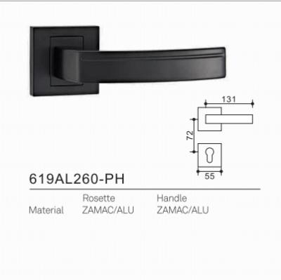 China Fission Door Handle Durable Using Low Price Fission Door Handle Aluminum Square Modern Black Door Handle for sale