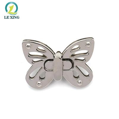 China For handbag wholesale nickel color metal butterfly shape lock for handbag purse lock for sale