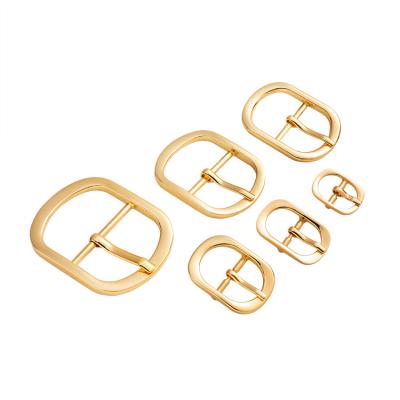 China Metal Zinc Alloy Pin Belt Buckles Lady Belt Buckle Factory Custom Shape Gold Oval Color Light Buckle For Lady Belt Strap for sale