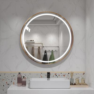 China JS-L5329 Contemporary High Quality Black View Around Vanity Wall Mounted Bathroom Mirror LED Defog Mirror With Aluminum Alloy for sale